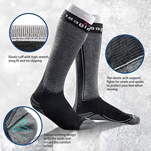 Unigear Calcetines Esquí Lana Hombre y Mujer Invierno Grueso Largos Térmico Antibacteriano y Sin Olor para el Esquí Montañismo Senderismo Ciclismo Uso Diario Adultos