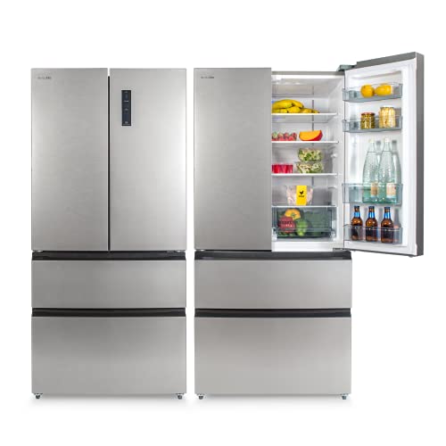 UNIVERSALBLUE | Frigorífico Americano Frenchdoor Inox | No Frost | Capacidad Total 536L | 4 Puertas | Congelador | Sistema Silencioso