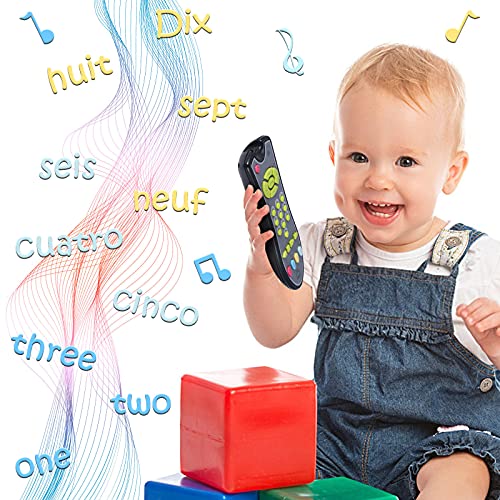 Uokoki Juguetes para bebés Música TV Control Remoto Juguetes educativos tempranos Niños Controlador eléctrico Máquina de Aprendizaje Regalo de Juguete (Gris)