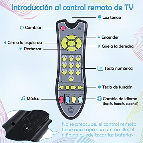 Uokoki Juguetes para bebés Música TV Control Remoto Juguetes educativos tempranos Niños Controlador eléctrico Máquina de Aprendizaje Regalo de Juguete (Gris)