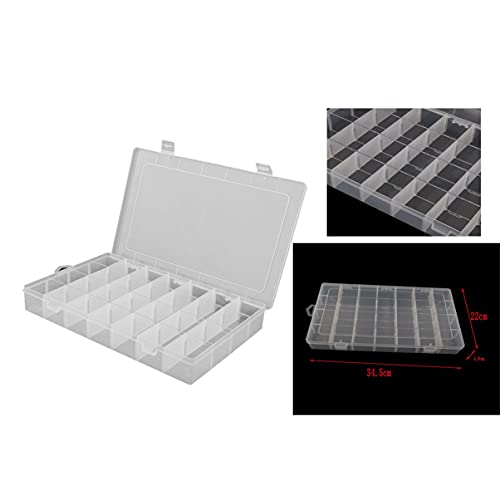 Uonlytech Caja de Almacenamiento de Joyas Transparente Organizador 28- Rejilla Anillos Ajustables Pendientes Soporte Contenedor Vitrina con Tapa para Cuentas Mini Joyería