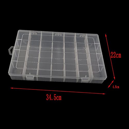 Uonlytech Caja de Almacenamiento de Joyas Transparente Organizador 28- Rejilla Anillos Ajustables Pendientes Soporte Contenedor Vitrina con Tapa para Cuentas Mini Joyería