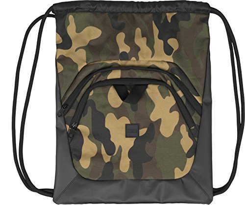 Urban Classics Ball Gym Bag Bolsa de Cuerdas para el Gimnasio, 45 cm, (Black/Camo/Black)