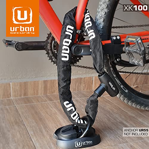 URBAN XK120 Cadena antirrobo Acero endurecido Scooter y Bicicleta, 120cm, Negro, 120 cm