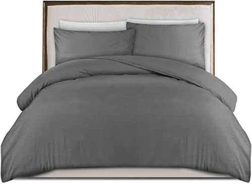 Utopia Bedding Funda Nórdica Cama 135/150 - Microfibra Juego de Funda de Edredón 230x220 cm y 2 Fundas de Almohada 50x75 cm (Gris)