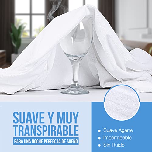 Utopia Bedding Impermeable Protector De Colchón 150 x 200 cm, Premium Funda De Colchón De Rizo 200 gsm, Transpirable, Elástico En Todo El Contorno