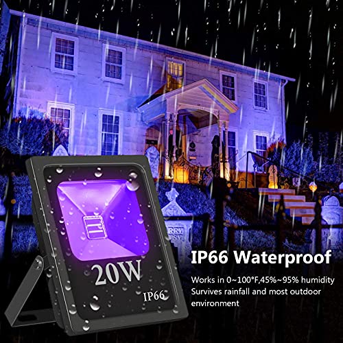 UV Led Luz de Inundación,Eleganted Impermeable IP66 Blacklights Luces Negra 20W Lámpara Led para Fiesta Art Pintura Centro de exposiciones Pescar Acuario