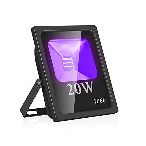 UV Led Luz de Inundación,Eleganted Impermeable IP66 Blacklights Luces Negra 20W Lámpara Led para Fiesta Art Pintura Centro de exposiciones Pescar Acuario