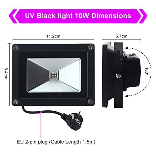 UV LED Luz Negra,Indmird 10W Black light Foco Luz,IP66 Impermeable AC85 - 265V 395-400nm Luces Negra Para acuarios, fiesta, pintura fluorescente, fotografía, graffiti, resplandor.