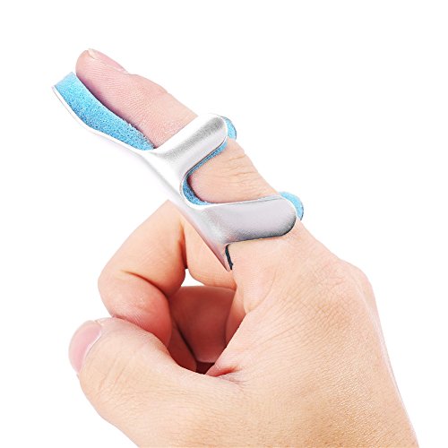 Uxsiya Frog Type Finger Splint Soporte de Aluminio maleable con Acolchado de Espuma para el Dedo Roto Finger Knuckle Support Brace para enderezar el Dedo de mazo doblado Bloqueado(M)