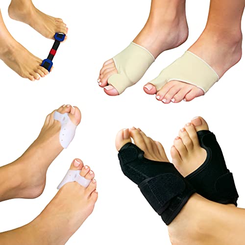 ValgoFit® Corrector de juanetes contra el Hallux Valgus – Separadores de dedos Alivio incl. banda de ejercicio gratuita -Férula Nocturno Velcro - Con garantía de satisfacción