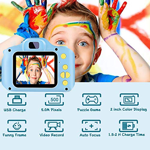 vatenick Camara Fotos Infantil Juguete para Niños Cámara Digital para Niños pequeños 2 Inch HD Pantalla with Calidad 32GB TF Tarjeta Regalos Juguete para 3 a 12 años Niños y niñas (azui)