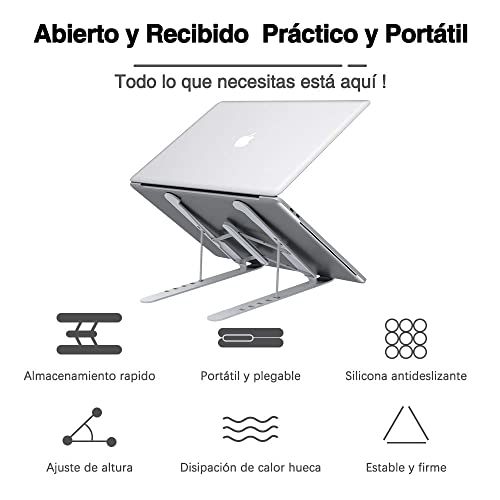 VersionTECH. Soporte Portátil Mesa 6 Ángulos Ajustables, Plástico ABS+silicona+aleación de aluminio, Soporte Ventilado Plegable, Laptop Stand, Ligero Soporte Mesa para Macbook DELL XPS, HP, PC 10-15.6