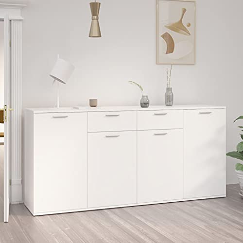 vidaXL Aparador Entrada Acento Pasillo Vestíbulo Recibidor Auxiliar Decoración Hogar Casa Escritorio Mueble de Aglomerado Blanco 160x36x75 cm