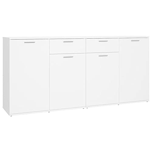 vidaXL Aparador Entrada Acento Pasillo Vestíbulo Recibidor Auxiliar Decoración Hogar Casa Escritorio Mueble de Aglomerado Blanco 160x36x75 cm