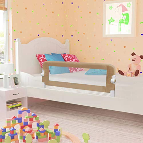 vidaXL Barandilla de Seguridad Cama de Niño Poliéster Casa Hogar Habitación Dormitorio Movilidad Mobiliario Clínico Colchón Salud 102x42 cm Taupe