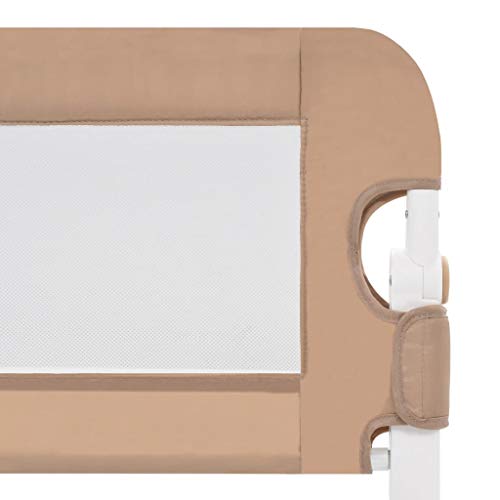 vidaXL Barandilla de Seguridad Cama de Niño Poliéster Casa Hogar Habitación Dormitorio Movilidad Mobiliario Clínico Colchón Salud 102x42 cm Taupe