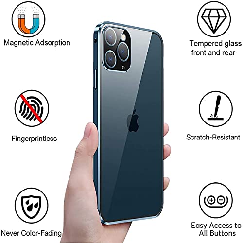 Vidrio Templado HD Clara Funda con protección de Lente cámara para iPhone 12 Mini 5G 5.4“,Compatible con Magnético Parachoques Estructura de Metal,protección de 360 Grados,Anti-Choques Cover