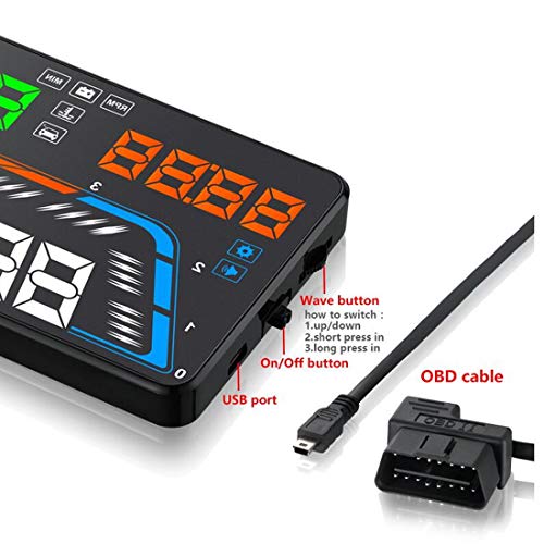 VIGORFLYRUN PARTS LTD 5.5 '' Q700 OBDII Puerto Head Up Display Coche Diagnóstico de Datos Diagnóstico Digita Velocímetro Parabrisas sobre Velocidad Alarma de Voltaje