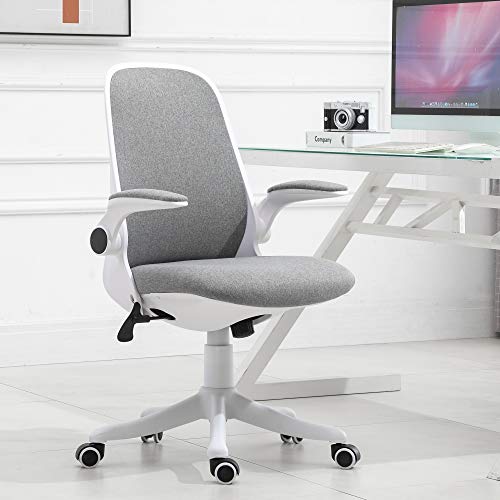 Vinsetto Silla de Escritorio Silla Giratoria de Oficina Función Basculante Altura Ajustable Ergonómica con Reposabrazos Elevable Carga 120 kg 62,5x60x90-98 cm Gris