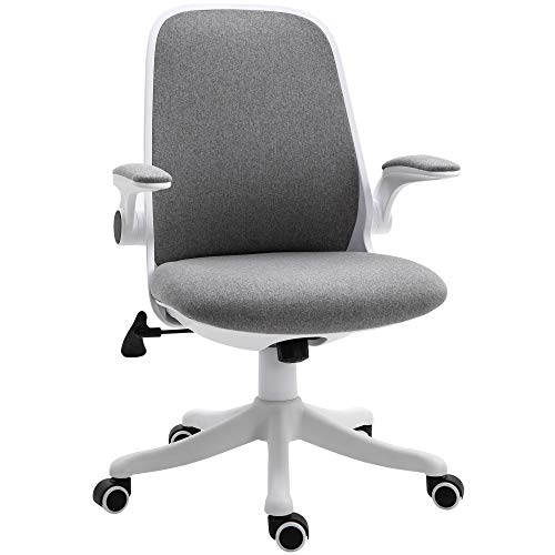 Vinsetto Silla de Escritorio Silla Giratoria de Oficina Función Basculante Altura Ajustable Ergonómica con Reposabrazos Elevable Carga 120 kg 62,5x60x90-98 cm Gris