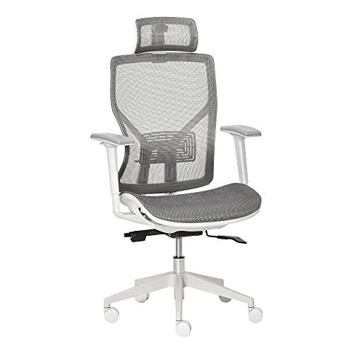 Vinsetto Silla de Oficina Giratoria Silla de Escritorio Ajustable en Altura con Reposabrazos Reposacabezas y Soporte Lumbar Regulables Respaldo Alto 67x65x120-128 cm Gris