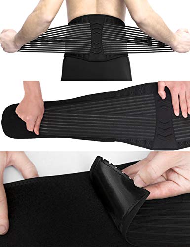 Vintree Lumbar para la Espalda Soporte Lumbar para Aliviar el Dolor y Lesiones Cinturon Lumbar Prevenir Daños Faja Lumbar para la Espalda para Hombres Mujer con Tirantes (X-Large)