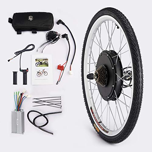 Viribus Kit de Conversión para Bicecleta Eléctrica Kit de Conversión de Bicicleta Electric para Rueda Trasera 26Pulgadas Bike Conversion Kit con Controlador de Modo Dual