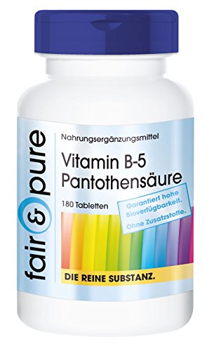 Vitamina B5 200mg - Ácido pantoténico vegano - Alta pureza - 180 Comprimidos