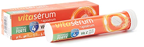 Vitasérum by Apiserum Defensas Forte 15 comprimidos, Vitamina C (600 Mg), D3, Selenio Y Zinc, Ayuda A Tu Sistema Inmunitario, Cansancio Y Fatiga, Comprimidos Efervescentes, Anaranjado, 15 días