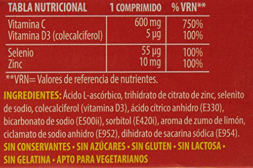 Vitasérum by Apiserum Defensas Forte 15 comprimidos, Vitamina C (600 Mg), D3, Selenio Y Zinc, Ayuda A Tu Sistema Inmunitario, Cansancio Y Fatiga, Comprimidos Efervescentes, Anaranjado, 15 días