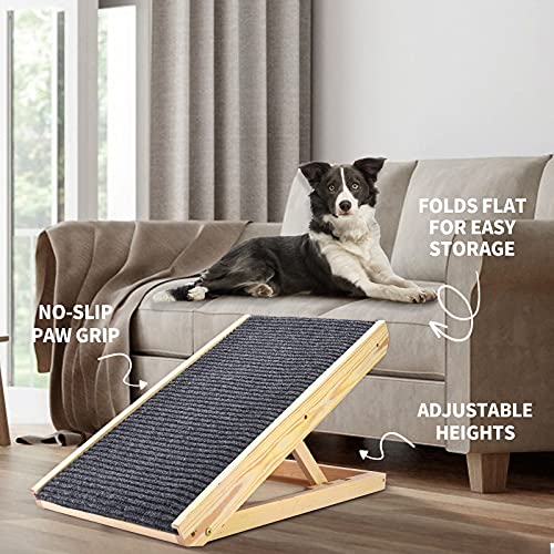 Vogvigo Escalera Pet Altura Ajustable Rampa Plegable Rampa para Alfombras Rascadoras para Gatos Antideslizante Rampa de Acceso con Alfombra reemplazable al Uso para Coche, Cama, sofá y SUV