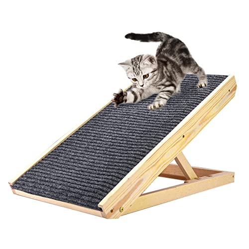 Vogvigo Escalera Pet Altura Ajustable Rampa Plegable Rampa para Alfombras Rascadoras para Gatos Antideslizante Rampa de Acceso con Alfombra reemplazable al Uso para Coche, Cama, sofá y SUV