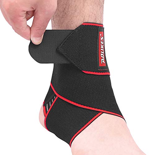 WABISABI DREAMS Tobillera Ajustable Estabilizadora de Compresión para la Protección de Tobillos, para tendinitis, esguince y Lesiones del Tobillo (Rojo)