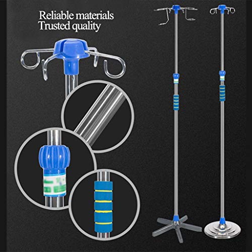 WANGF Porta Sueros Soporte de Infusión Intravenosa 2 O 4 Ganchos Soporte de Infusión de Acero Inoxidable Altura Ajustable 110cm-190cm Base Redonda de Hierro Fundido Móvil