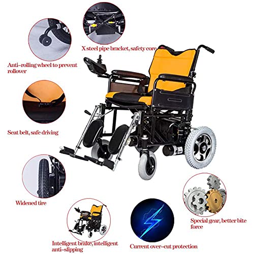 WBJLG Silla de Ruedas Cushion Compact Mobility Aid, Silla de Ruedas eléctrica Plegable y Liviana, batería Doble, Silla de Ruedas eléctrica con el Rango de conducción más Largo