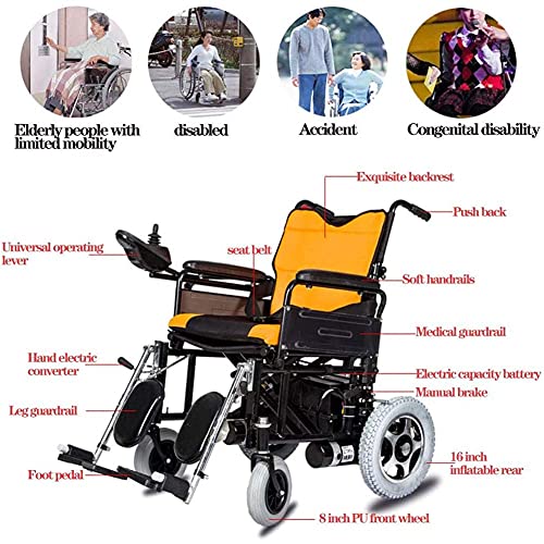 WBJLG Silla de Ruedas Cushion Compact Mobility Aid, Silla de Ruedas eléctrica Plegable y Liviana, batería Doble, Silla de Ruedas eléctrica con el Rango de conducción más Largo