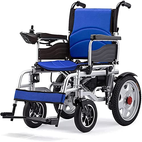 WBJLG Silla de Ruedas eléctrica Cojín de Asiento cómodo Plegable Ligero Automático Inteligente Patinete de Cuatro Ruedas para Personas Mayores con discapacidades, Azul