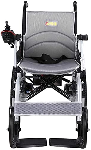 WBJLG Silla de Ruedas eléctrica para Trabajo Pesado, Silla de Ruedas eléctrica Plegable y Liviana, Ancho del Asiento 45 cm, Joystick 360, Capacidad de Peso 150 kg, Rojo, Color: Rojo