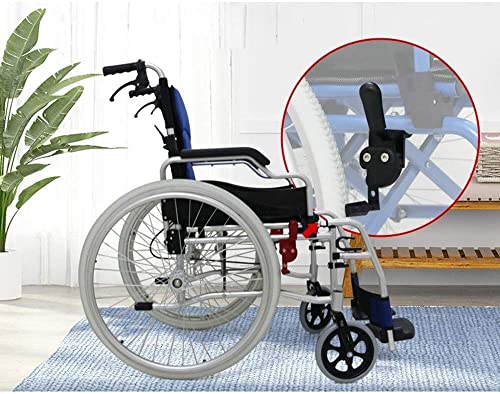 WBJLG Sillas de Ruedas Tipo Silla de Ruedas, Aluminio Portátil Plegable Silla de Ruedas Viaje, El cinturón de Seguridad Freno de Mano -34 cm