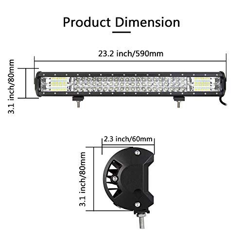 Willpower Barra Led 4x4 23'' 59cm 324W Barra de Luz Led con Arnés de Cableado Fila Triple Faro Led Focos Led 12V 24V Barras Led Trabajo para Coche Tractor SUV ATV UTV Camion Barco Todoterreno