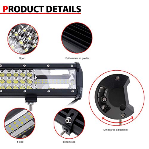 Willpower Barra Led 4x4 23'' 59cm 324W Barra de Luz Led con Arnés de Cableado Fila Triple Faro Led Focos Led 12V 24V Barras Led Trabajo para Coche Tractor SUV ATV UTV Camion Barco Todoterreno