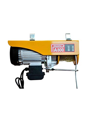 WinchPro - Polipasto Eléctrico 220V, Capacidad de 400/800Kg, Potencia del motor 1450W, Max. Altura de Elevación 12M, Construcción Robusta, Diámetro de la Cuerda de Acero 6mm