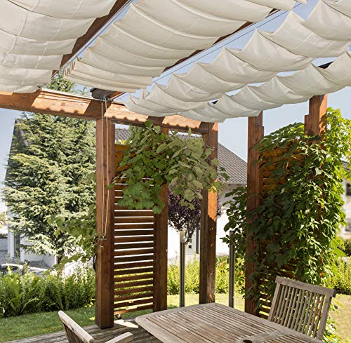 Windhager Set Completo de toldo tecnología de tensado de Cuerdas, Incl. Vela 270 x 140 cm, pérgola o Invernadero para una protección Solar Ideal, Crema Blanca 10868