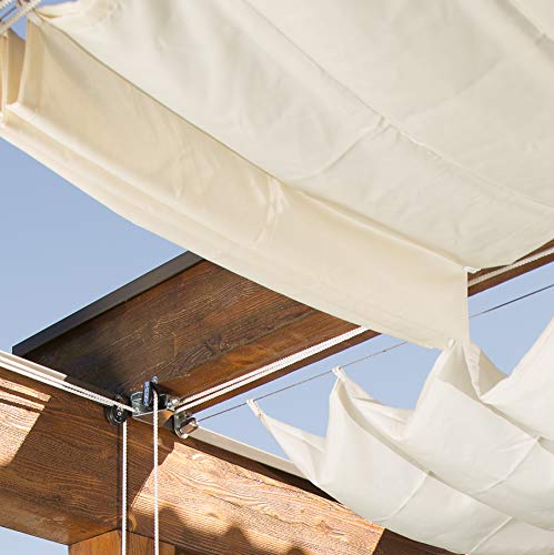 Windhager Set Completo de toldo tecnología de tensado de Cuerdas, Incl. Vela 270 x 140 cm, pérgola o Invernadero para una protección Solar Ideal, Crema Blanca 10868