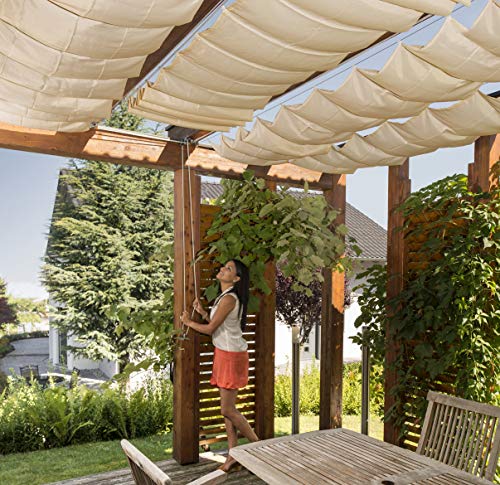 Windhager Toldo Vela de protección Solar tecnología de tensado de Cables, 420 x 140 cm, Ideal para pérgola o Invernadero, Arena, 10878