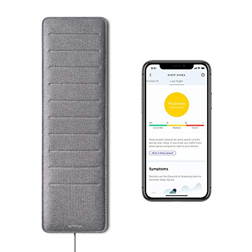 Withings Sleep Analyzer - Dispositivo de control del sueño, clínicamente probado, que se coloca bajo el colchón, detecta la apnea del sueño y analiza los ciclos del sueño