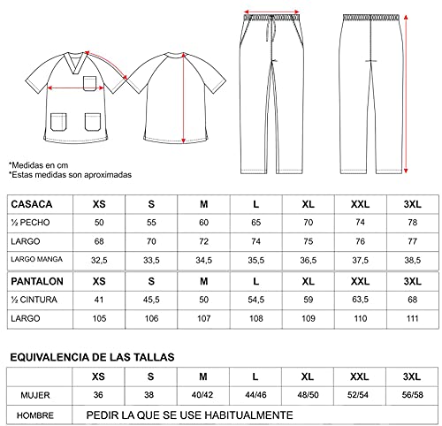 Work Team Uniforme Sanitario, con elástico y cordón en la Cintura, Casaca y Pantalon Unisex Azafata M