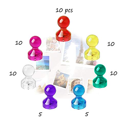 Wukong 60 Piezas Color Strong Imanes de nevera Whiteboard Magnets Magnetic Push Pins para mapa, oficina, pizarra, refrigerador, mapa y calendario