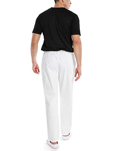 WWOO Pantalones Hombre  blancos Pantalones de trabajo uniformes de Cintura  elástica Material  profesional suelto Delgado XXXL